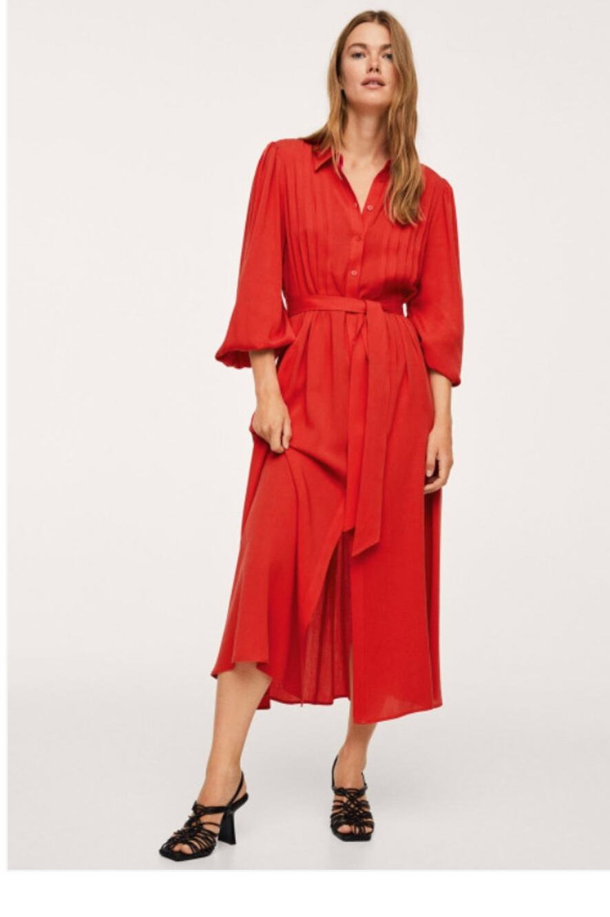 NWT Mango red Shirt Dress Midi Size Medium